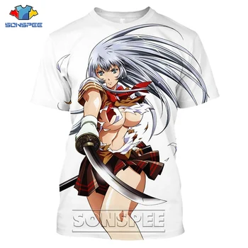 SONSPEE MenWomen 3D Tlač T-Shirt Komiksu, Anime Ikkitousen Guan Yu Krátky Rukáv Fashion Tričko Sexy Dievča Hip Hop Bežné Tričko