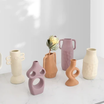 Cutelife Keramické Geometrické Biele Moderné Vázy Nordic Výzdoba Domov Kvet Stole Váza Retro Obývacia Izba Malých Rastlín Svadobné Váza