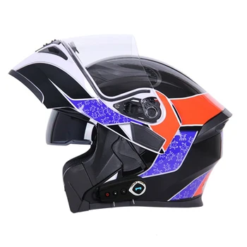 NOVÝ Bluetooth Helmy, Flip Up Clonu Duálny Objektív Casco Moto v Pohode Motocyklové Prilby Plnú Tvár Casco Black Motorky Prilby Modulárnej