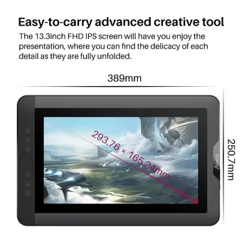 Artisul D13S 13.3 palcový Digitálny Grafického Tabletu na Kreslenie Batérie-voľné Kreslenie Tablet Monitor 8192 Úrovne s Kľúčmi