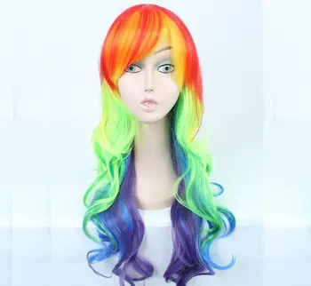 My Little Pony Rainbow Dash Cosplay Parochňu 65 cm Dlhé Zvlnené Zvlnené Tepelne Odolných Syntetických Vlasy, Parochne + Parochňu Spp