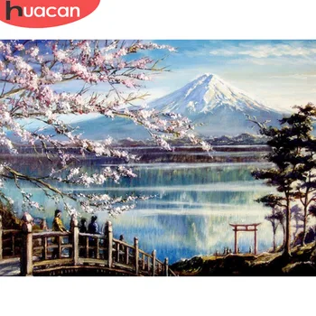 HUACAN DIY Diamond Maľby Plné Námestie Mount Fuji Výšivky Drahokamu Obrázok Diamond Maľovanie Cross Stitch Mozaiková Výzdoba Domov