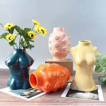 Keramika Body Art Design Kvetinové Vázy Ženské Plastiky Vázy Kreatívne Hobby Váza Výsadbu Stroj Domáce dekorácie Príslušenstvo