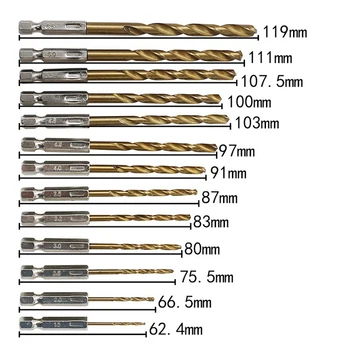 13Pcs/Set HSS rýchloreznej Ocele, Titán Potiahnutý Drill Bit Nastavený 1/4 Hex Ramienka 1.5-6,5 mm Skrutkovač Twist vrtáka