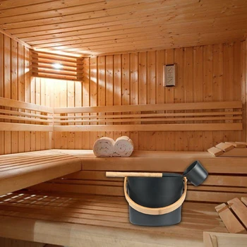 7L Luxusné fínska Sauna Hliníkové Vedro S Dlhou Rukoväťou Lyžice Nastaviť Zodpovedajúce Panvici Sauna Barel Dreva Sauna Izba Prieduch