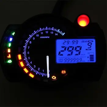 Univerzálny LCD Číselný 15000rpm Motocykel Rýchlomer Ručička Otáčkomera počítadlo kilometrov
