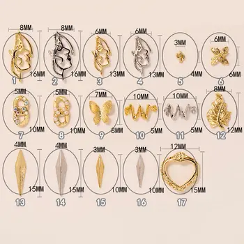 50pcs/veľa 3D kovov Nail art šperky Srdce / Motýľ / Diamond / Reťazca Japonský nechty častí dekorácie Manikúra Charms