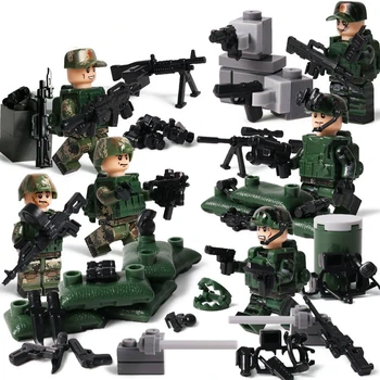 1 Sada 6 Bábiku+zbrane+častí Moderných SWAT Vojenské Stavebné Bloky, Marine Corps Budovy a Výstavby Hračky Vzdelávania a Mozgu