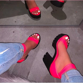 Siddons Čierne Kožené Ženy Platformu Sandále Otvorené Prst Pracky Popruhu Robustný Vysoké Podpätky Dámy Strany Topánky Žena Gladiator Sandále