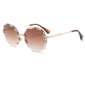 2018 nadrozmerné bez obrúčok Okrúhle slnečné okuliare ženy značky dizajnér slnečné okuliare retro jasné odtiene Kovového Rámu gradient okuliare UV400