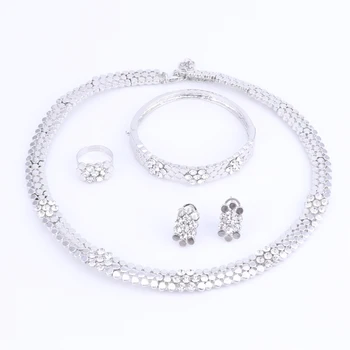 Vintage Svadba Šperky Set Crystal 4Pcs Sady Náhrdelník Náramok, Prsteň A Náušnice Pre Ženy Strany Príslušenstvo