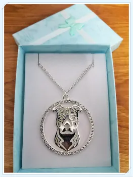 Americký Stanffordshire Teriér Pit Bull Crystal Nehrdzavejúcej Ocele Ženy Náhrdelník Šperky Femme Psa Prívesok S Darčekovej Krabičke