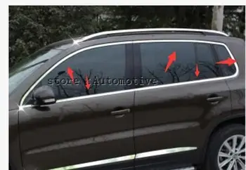 10 ks TOP Kvalitnej Nerezovej Ocele okenné dekorácie pás čalúnením nálepky kryt pre Volkswagen Tiguan 2011 2012 2013