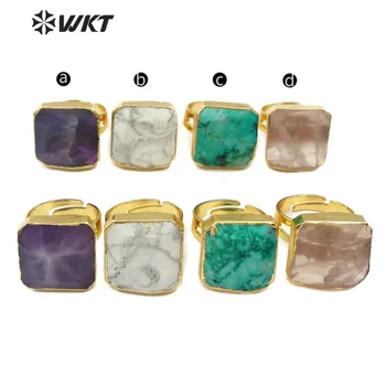 WT-R216 Tvárou Gem-kamene, Prstene, Šperky Turquoises Amethysts Nastaviteľný Krúžok S Zlata elektrolyticky pokrývajú Ženy Boho Šperky