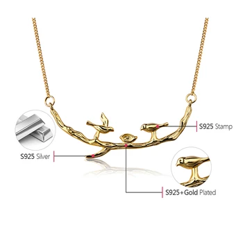 Lotus Zábava Reálne 925 Sterling Silver Ručné Dizajnér Jemné Šperky Roztomilý Vták na Pobočkách Náhrdelník s Príveskom pre Ženy Collier