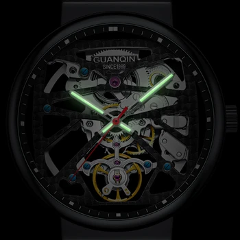 Montre Homme GUANQIN Automatické Sapphire Muži Mechanické Hodinky Kostra Nepremokavé Kalendár Ocele 316L Náramkové hodinky zegarek męski