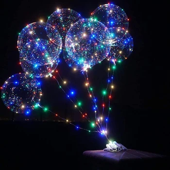 10Pack LED Svetlo, Až Bobo Balóny 18-palcové Svietiť Transparentné Hélium Balón S 3 m String Svetlá Na Vianočné Party Svadobná Výzdoba