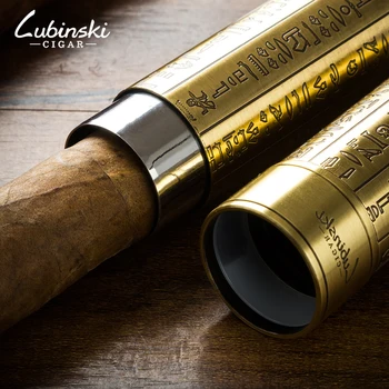 LUBINSKI Zlata, Medi Rezbárstvo Jednu Cigaru Veľký Priemer Gadgets Cestovné Prenosné Cigaru Trubice S Darčekovej krabičke