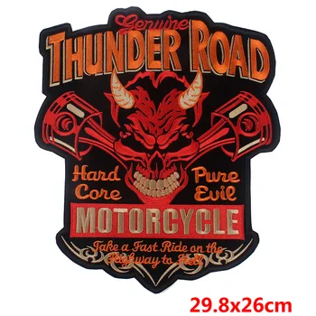 Veľká veľkosť thunder road Diabol Chopper Škvrny Motocykel Biker Železa-na skull Patch MC motor racing cyklista na kabát vesta