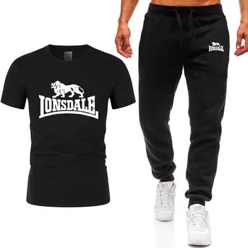 2020 Hot-Predaj Letné tričko+Nohavice Nastaviť Bežné Lonsdale Značky Fitness Bezec Nohavice tričko Hip Hop Módne pánske Tepláky