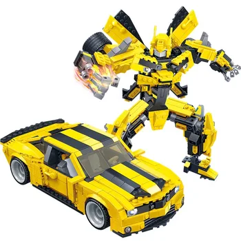 Gudi Transformuje Robot Žlté Auto obrázok Tehly Mesta Stavebné Bloky kompatibilné s Tvorca Vzdelávacie Hračky Pre Deti,