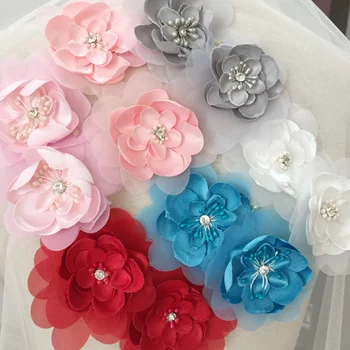 100 ks /veľa 3D ručné drahokamu centrum korálkové čipky kvet kvet Cherry Blossom Svadobné Dekorácie, Klobúk, Topánky Dekorácie