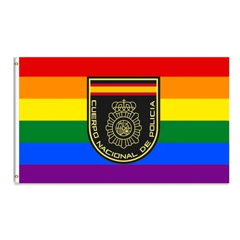 Španielsko Gay Vlajka Policajným Odznakom alebo Občianskej Stráže Odznak 3x5 FT 100D Polyester Mosadz osadené priechodkami