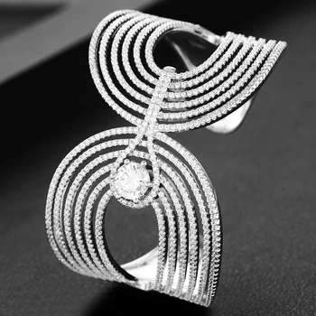 GODKI Moderný Luxusný Crossover Vyhlásenie Náramok Putá Krúžok Sady Šperkov Set Pre Ženy, Svadobné Cubic ZirconIA Dubaj Strany Náramok