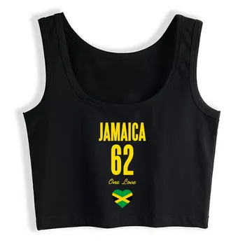 Orezať Začiatok Žena Jamajka 62 Jedna Láska Jamajská Vlajka Karibiku Dizajn Ročník Tlače Topy Ženy