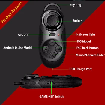 MOCUTE 032 VR Okuliarov Bezdrôtové Bluetooth Diaľkové Ovládanie VR Tlačítkový Ovládač Selfie Diaľkové Spúšte PC Čierny Joypad