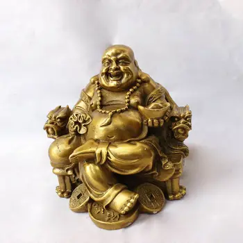 Čistej medi Sedieť stoličky maitreya vybavenie výrobkov smeje Buddha socha