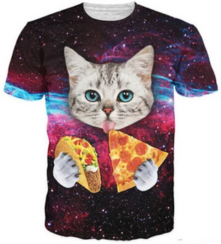 Cat T-Shirt Mačka jesť pizzu letné štýl ženy muži oblečenie priestor galaxy Vianočné Mačka 3d t shirt harajuku tričko Dropshipping