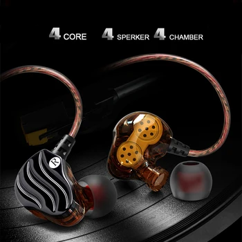 REHIMM Dual Dynamic Cievka In-Ear Športové Hudobný Telefón, Slúchadlo 2-Reproduktor Ťažké Basy Stereo Wire-Control Slúchadlá MIKROFÓN Mikrofón