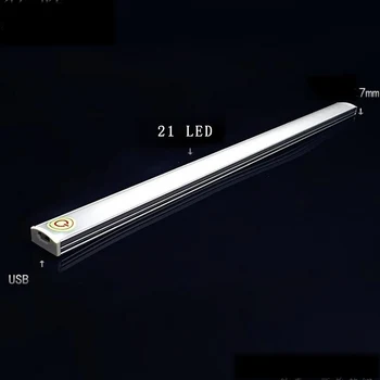 Ultratenké Stmievateľné Dotykový Snímač Svetla USB 21 LED Nočné Svetlo Skriňa Skriňa Lampa LED Panel Light Senzor Svetla biela/teplá biela