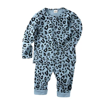 LZH 2021 Jeseň Zimné Móda Leopard Pružnosť Deti Pyžamá Vysoký Pás Teplé Pyžamo Pre Dievčatko Nosenie vo Voľnom čase Pajama Nastaviť 0-6 Rok