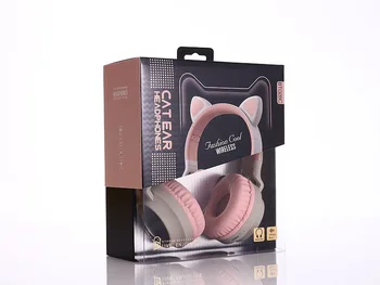 Roztomilý LED Mačka Ucho Bluetooth Bezdrôtové Slúchadlá skladacia Cosplay mačka ružová headset Gaming Headset Pre hudbu headset S Mikrofónom
