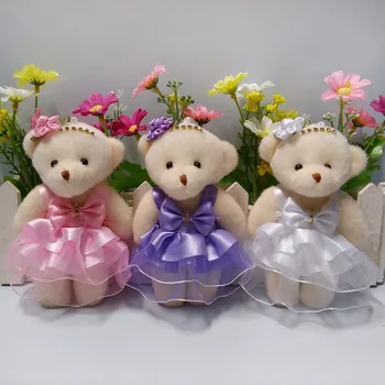 NOVÉ 12CM 10pcs/veľa pp bavlna dieťa, hračky, plyšové bábika mini malý medvedík kvetinové kytice medveď na svadbu