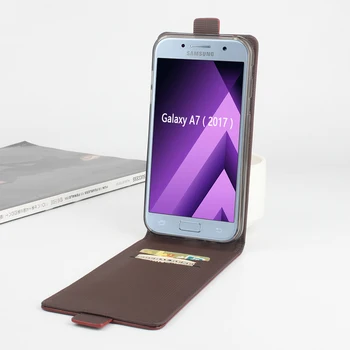 HongBaiwei pre Samsung A720F Prípade Módne Plastický Kožený obal pre Samsung Galaxy A7 2017 A720 Flip Prípade Vertikálne Zadný Kryt