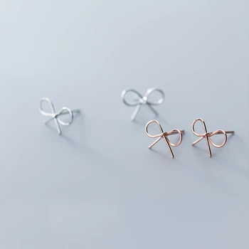 MloveAcc Jednoduché Bowknot Stud Náušnice 925 Sterling Silver Šperky pre Ženy kórejský Earings Módne Šperky 2019