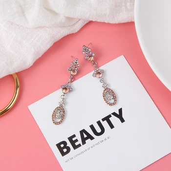 2019 Módne kórejský Geometrické Drahokamu Visieť Náušnice Osobnosti Dlho Crystal Elegantné Náušnice pre Ženy, Šperky, Doplnky