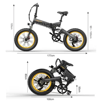 X3000 20-Palcový Tuku Bicykel Skladací Elektrický Bicykel 7 Rýchlosť Snow Bike 48V Lítiové Batérie, 1000W Motor 5 PAS Horský Bicykel