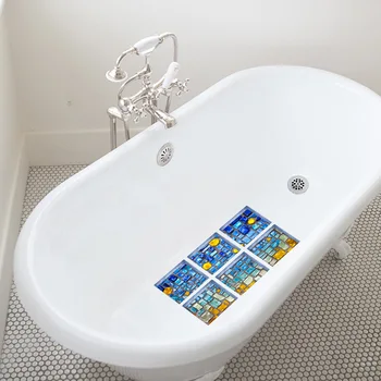 Funlife 3D Vaňou Nálepky,Modrá Mozaiky Proti Sklzu Nepremokavé samolepiace Vaňou Otlačkom,sprchovým Kútom, Rohože Kúpeľňa Pre Dieťa Vymeniteľné