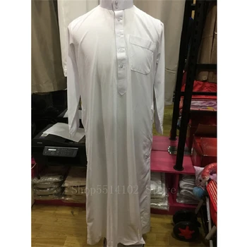Muž Islamské Oblečenie Moslimské Oblečenie Mužov Jubba Thobe Pakistan Saudská Arabe Tradičné Pevné Farba Single-breasted Župan Kaftan Kaftane