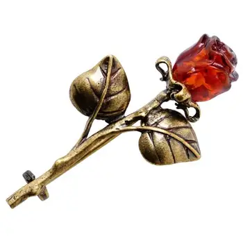 Krásna brošňa rose rose Amber prirodzený bronz, mosadz 4,5 cm brošňa štýlový 237 dobré veci