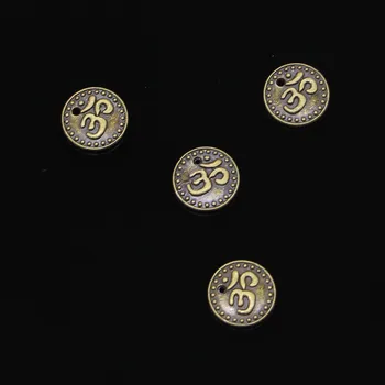 71pcs Antické Bronzové Pozlátené obojstranný jogy om zobrazili kľúčové tlačidlá pre Šperky, Takže DIY Ručne vyrábané Prívesky 15 mm