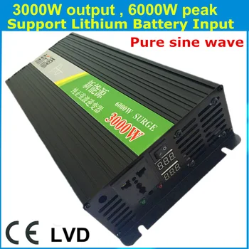 3000W Výstup/6000W Vrchol DC48v 60v na AC220v 110v 60hz čistá sínusová vlna invertor lítiové batérie Converter solárne auto, invertor