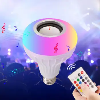 Smart E27 12W Ampoule LED Žiarovka RGB Svetlo Bezdrôtové Bluetooth Audio Reproduktor na Prehrávanie Hudby Stmievateľné Lampa s 24 Tlačidlo Diaľkové Ovládanie