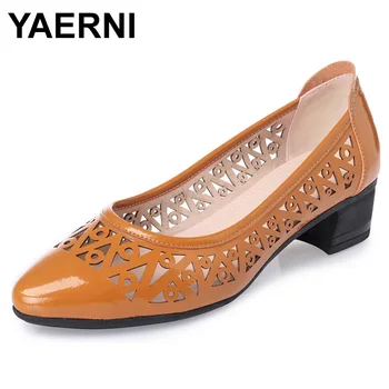 YAERNI Plus veľkosť 41-43 dámske sandále, letné originálne kožené dámske topánky, pohodlná, priedušná otvor bežné ,topánky womenE1066