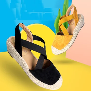 LIHUAMAO Kliny platformu típat prst členok popruh pohodlné sandále bežné plážové sandále vysokým podpätkom dámy Espadrily obuvi čerpadlá
