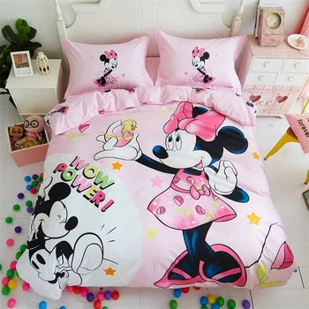 Posteľná bielizeň minnie mouse nastaviť pre deti spálňa decor bavlnené obliečky dievčatá posteľ list twin veľkosť prehoz cez posteľ plná queen size bielizeň